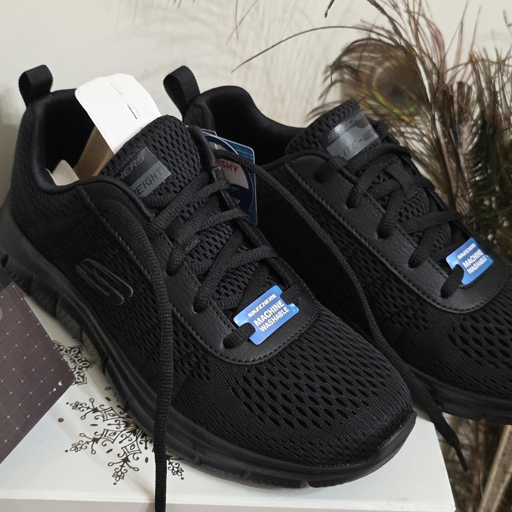 Skechers Sport Glide Black Shoes Men Memory Foam Soft Mesh Comfort Casual S 8.5